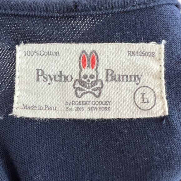 Psycho Bunny by Robert Godley Navy Short Sleeve Casual 100% Cotton T-Shirt Sz L - Picture 5 of 5